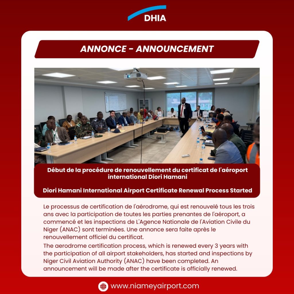 certification renewal announceme - Aéroport de Niamey